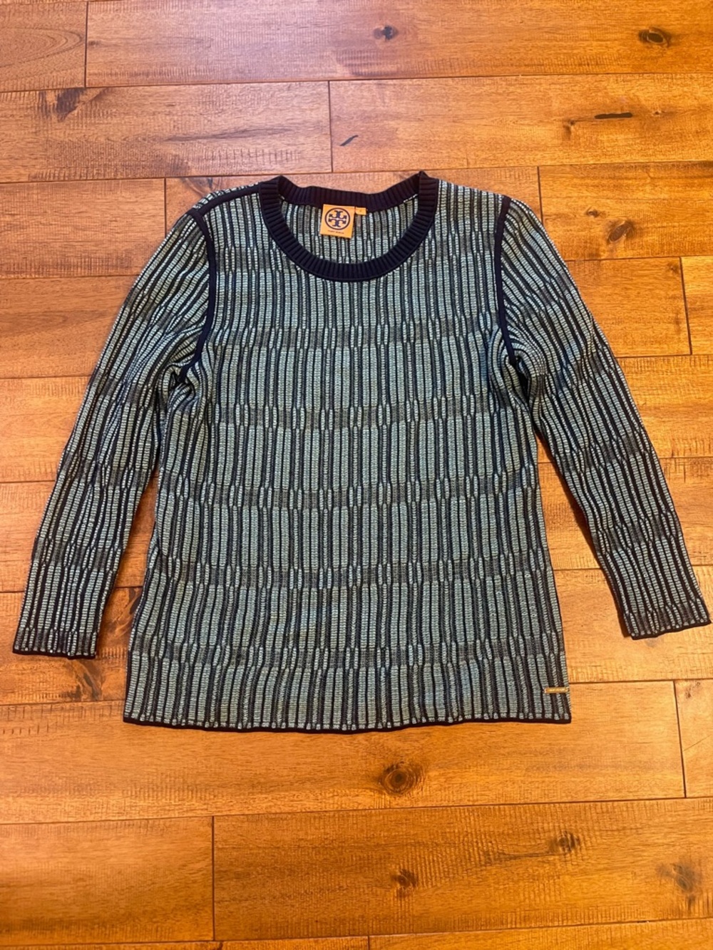 Tory Burch Arielle Crewneck Sweater Womens Medium Knit Pullover Preppy Cotton